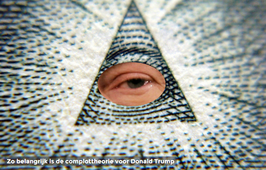 Zo belangrijk is de complottheorie voor Donald Trump. Foto screenshot Mindshakes.com