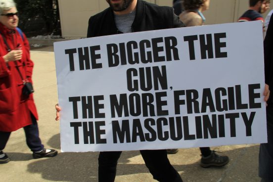 March for Our Lives Washington DC 2018 - Signs and Marchers. "The bigger the gun, the more fragile the masculinity." Photo Ziggyfan23 / Wikimedia Commons